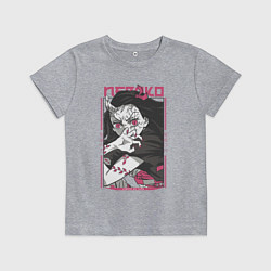 Футболка хлопковая детская Клинок рассекающий демонов Незуко kimetsu no yaiba, цвет: меланж