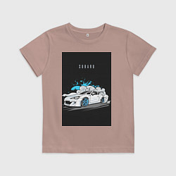 Футболка хлопковая детская Subaru авто, цвет: пыльно-розовый
