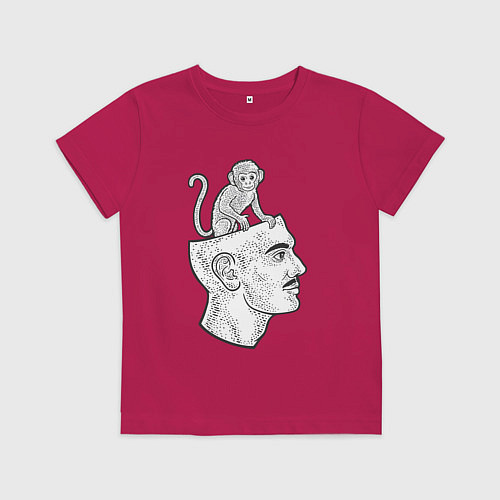 Детская футболка Мартышка в голове / Маджента – фото 1