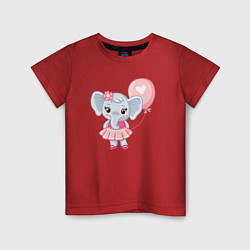 Футболка хлопковая детская Elephant baby, цвет: красный