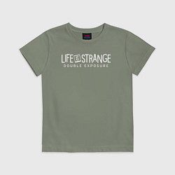 Футболка хлопковая детская Life is strange double exposure logotypе, цвет: авокадо