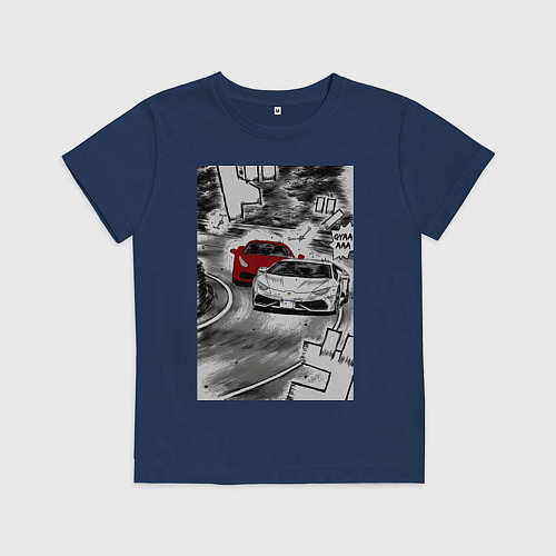 Детская футболка Lamborghini initial d / Тёмно-синий – фото 1