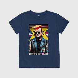 Футболка хлопковая детская Trumps not dead - ai punk art, цвет: тёмно-синий