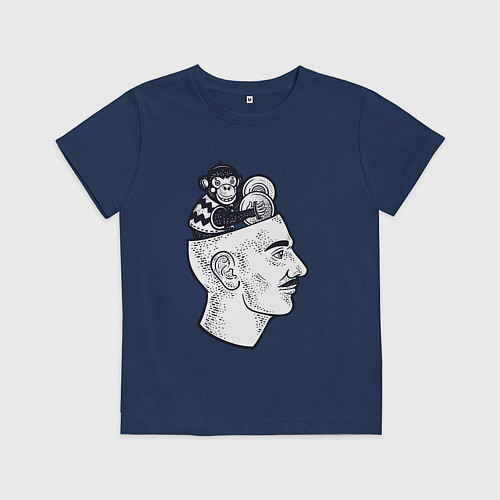 Детская футболка Обезьяна в голове / Тёмно-синий – фото 1