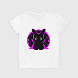 Футболка хлопковая детская Зайка на черном фоне, цвет: белый