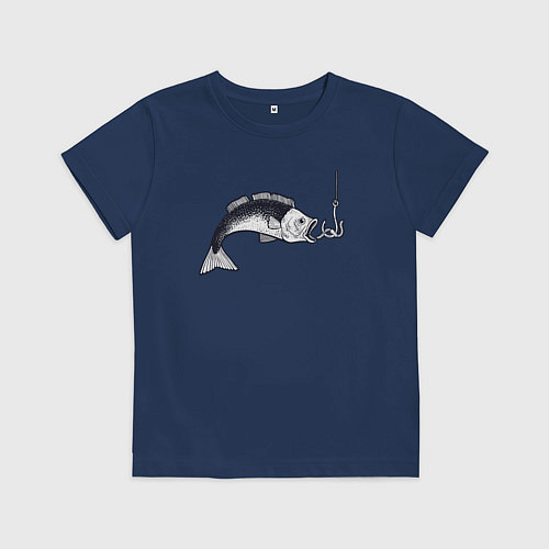Детская футболка Голодная рыбка / Тёмно-синий – фото 1