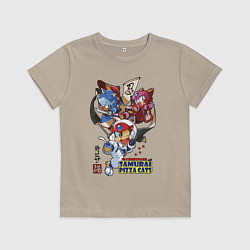 Футболка хлопковая детская Samurai pizza cats, цвет: миндальный