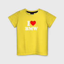 Футболка хлопковая детская I love my BMW, цвет: желтый