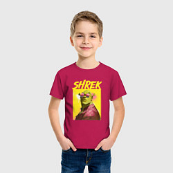 Футболка хлопковая детская Shrek гигачад, цвет: маджента — фото 2