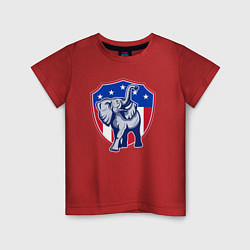 Футболка хлопковая детская Elephant USA, цвет: красный