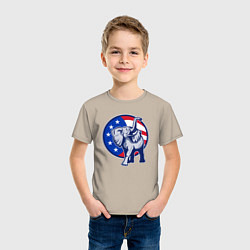 Футболка хлопковая детская USA elephant, цвет: миндальный — фото 2