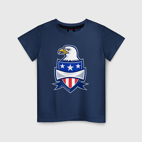 Детская футболка Орёл и американский щит / Тёмно-синий – фото 1