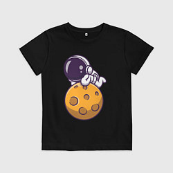 Футболка хлопковая детская Отдых на Луне, цвет: черный