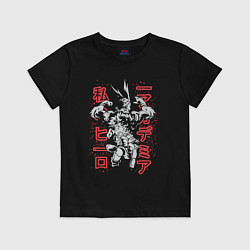 Футболка хлопковая детская Моя геройская академия Изуку Мидория All Might, цвет: черный