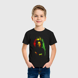 Футболка хлопковая детская Bob Marley vibe, цвет: черный — фото 2