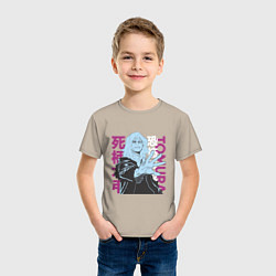 Футболка хлопковая детская Моя геройская академия Шигараки Томура, цвет: миндальный — фото 2