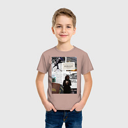 Футболка хлопковая детская Журналист эстетика, цвет: пыльно-розовый — фото 2