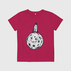 Футболка хлопковая детская Добрая Луна, цвет: маджента