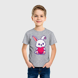Футболка хлопковая детская Heart rabbit, цвет: меланж — фото 2