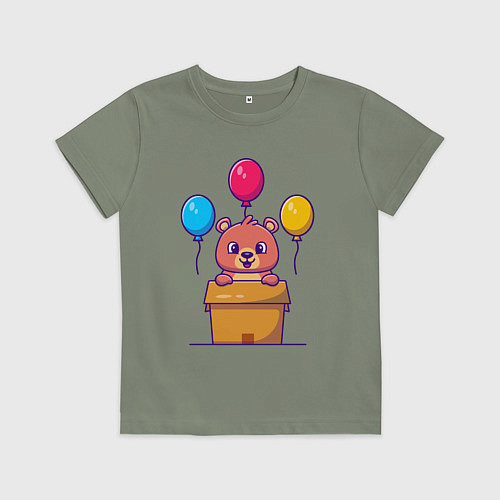 Детская футболка Праздничный мишутка / Авокадо – фото 1