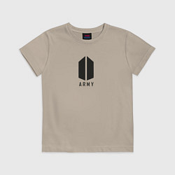 Футболка хлопковая детская BTS Army black, цвет: миндальный