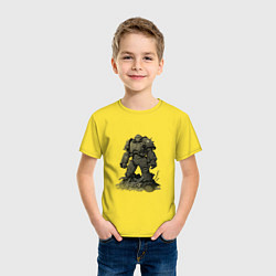 Футболка хлопковая детская Воин в силовой броне защитной - Fallout, цвет: желтый — фото 2