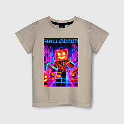 Футболка хлопковая детская Halloween is coming - neon glow collaboration, цвет: миндальный