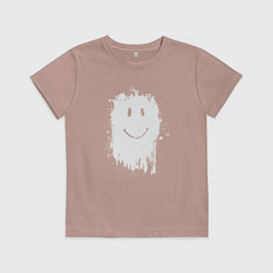 Футболка хлопковая детская Стекающий смайлик, цвет: пыльно-розовый