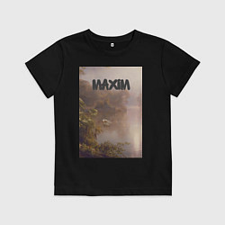 Футболка хлопковая детская Maxim тропический залив, цвет: черный