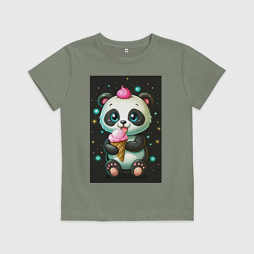 Детская футболка Панда с мороженым / Авокадо – фото 1