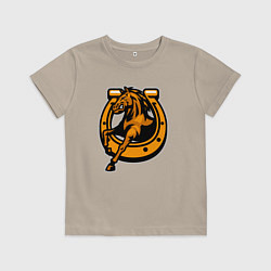 Футболка хлопковая детская Лошадь и подкова, цвет: миндальный
