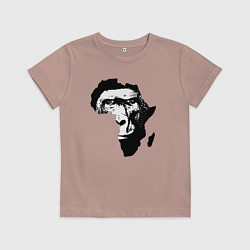 Футболка хлопковая детская Обезьяна в Африке, цвет: пыльно-розовый
