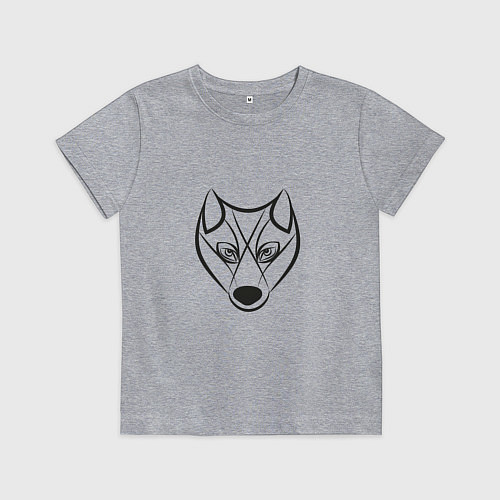 Детская футболка Волк черный контур / Меланж – фото 1