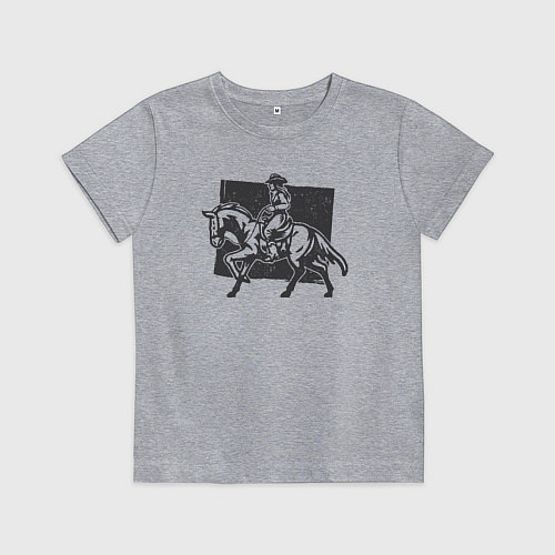 Детская футболка Ковбойша на лошади / Меланж – фото 1
