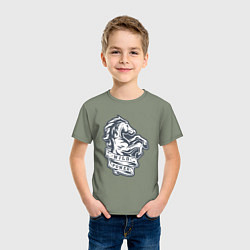 Футболка хлопковая детская Мустанг - дикая энергия, цвет: авокадо — фото 2