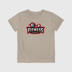 Футболка хлопковая детская Sport fitness center, цвет: миндальный