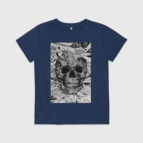 Детская футболка Череп черно-белый / Тёмно-синий – фото 1