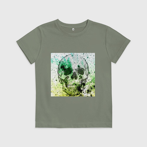 Детская футболка Череп черный краски / Авокадо – фото 1