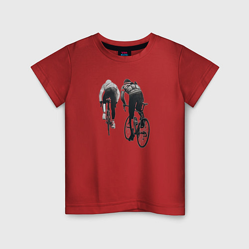 Детская футболка Велосипедисты / Красный – фото 1