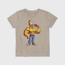 Футболка хлопковая детская Гомер культурист, цвет: миндальный