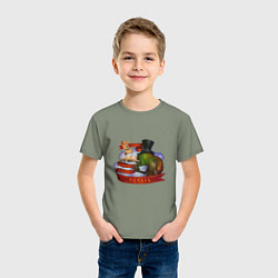 Футболка хлопковая детская Мудрость и Печаль - Сэр Троглодит, цвет: авокадо — фото 2