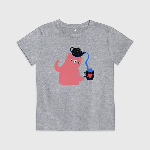 Детская футболка Чаепитие у мишки / Меланж – фото 1