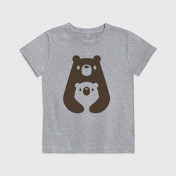Футболка хлопковая детская Мишки-обнимашки, цвет: меланж