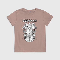 Футболка хлопковая детская Мой сосед Тоторо мультик, цвет: пыльно-розовый