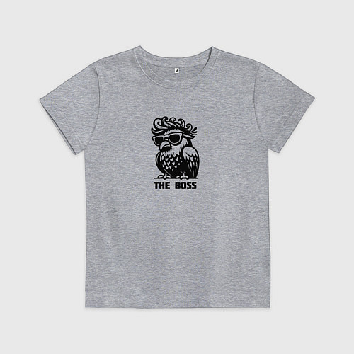 Детская футболка Крутой голубь в очках и надпись - The Boss / Меланж – фото 1