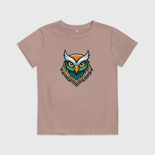 Детская футболка Голова филина / Пыльно-розовый – фото 1