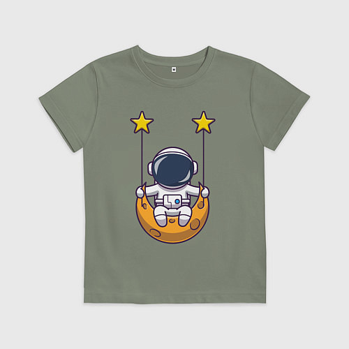 Детская футболка Космонавтик на качелях / Авокадо – фото 1