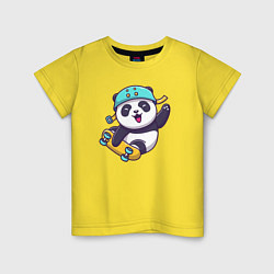 Футболка хлопковая детская Skater panda, цвет: желтый