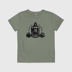 Футболка хлопковая детская Горилла - тренируйся как зверь, цвет: авокадо