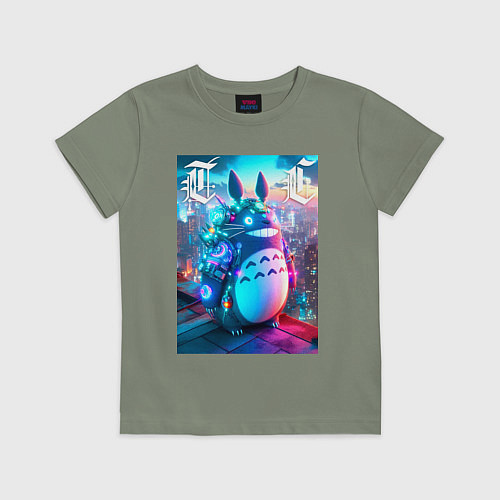 Детская футболка Cool Totoro - cyberpunk / Авокадо – фото 1